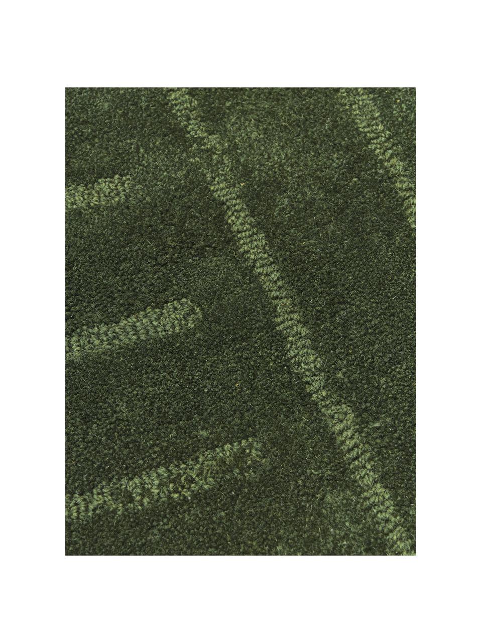 Tapis en laine tuftée main Aaron, Vert foncé, larg. 80 x long. 150 cm (taille XS)