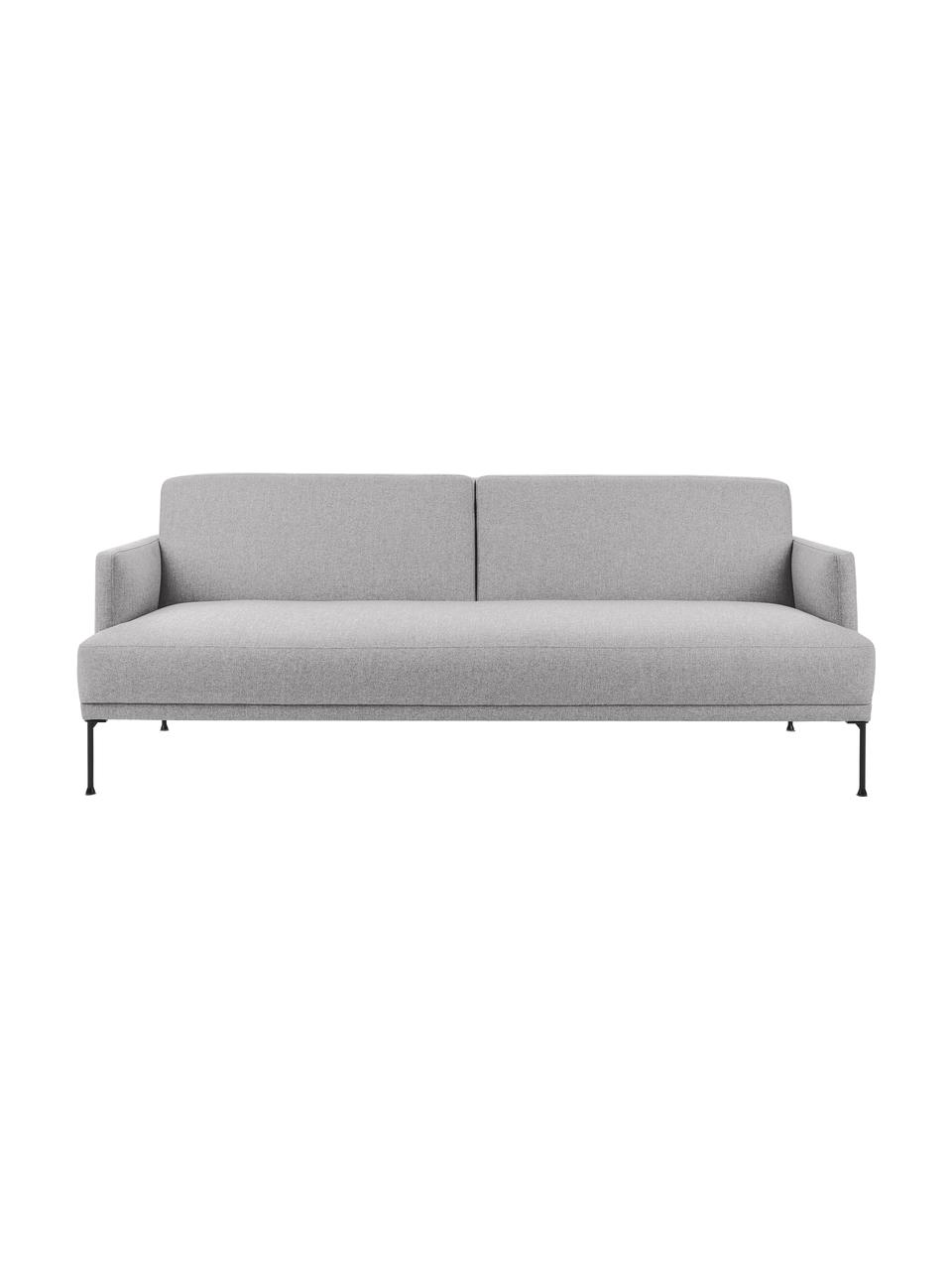 Slaapbank Fluente (3-zits) met metalen poten, Bekleding: 80% polyester, 20% ramie , Frame: massief grenenhout, FSC-g, Poten: gepoedercoat metaal, Geweven stof lichtgrijs, B 220 x H 86 cm