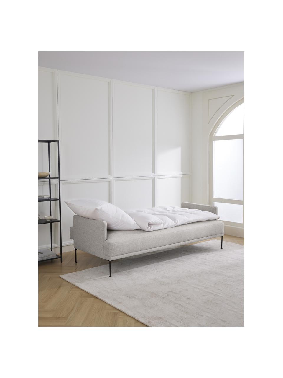 Divano letto 3 posti Fluente, Rivestimento: 80% poliestere, 20% Ramie, Struttura: legno di pino massiccio, Piedini: metallo verniciato a polv, Tessuto grigio chiaro, Larg. 220 x Prof. 88 cm