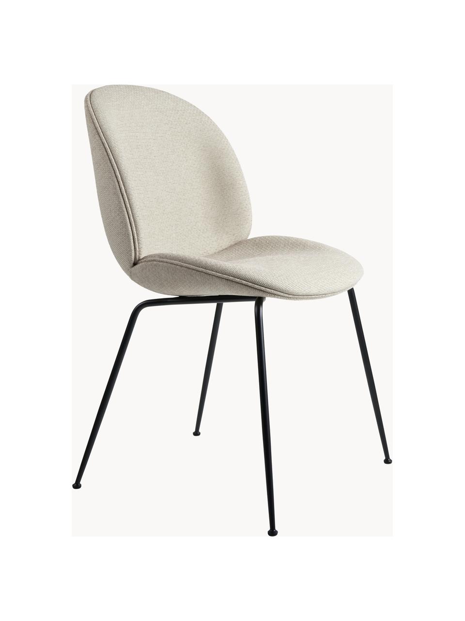 Čalouněná židle Beetle, Světle béžová, matná černá, Š 56 cm, H 58 cm