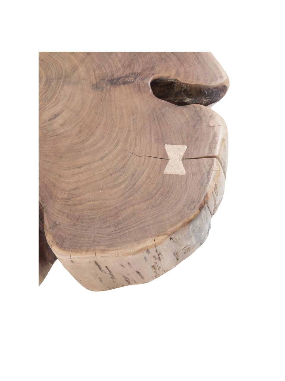Massivholz-Couchtisch Essi mit Rollen, Tischplatte: Akazienholz, Füße: Stahl, Rollen: Kunststoff, Braun, Ø 65 x H 23 cm