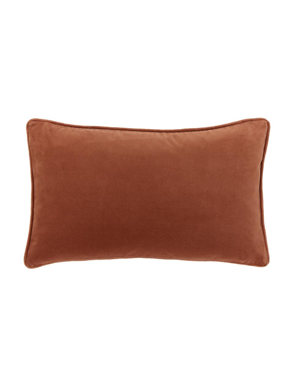 Poszewka na poduszkę z aksamitu Dana, 100% aksamit bawełniany, Rdzawoczerwony, S 30 x D 50 cm