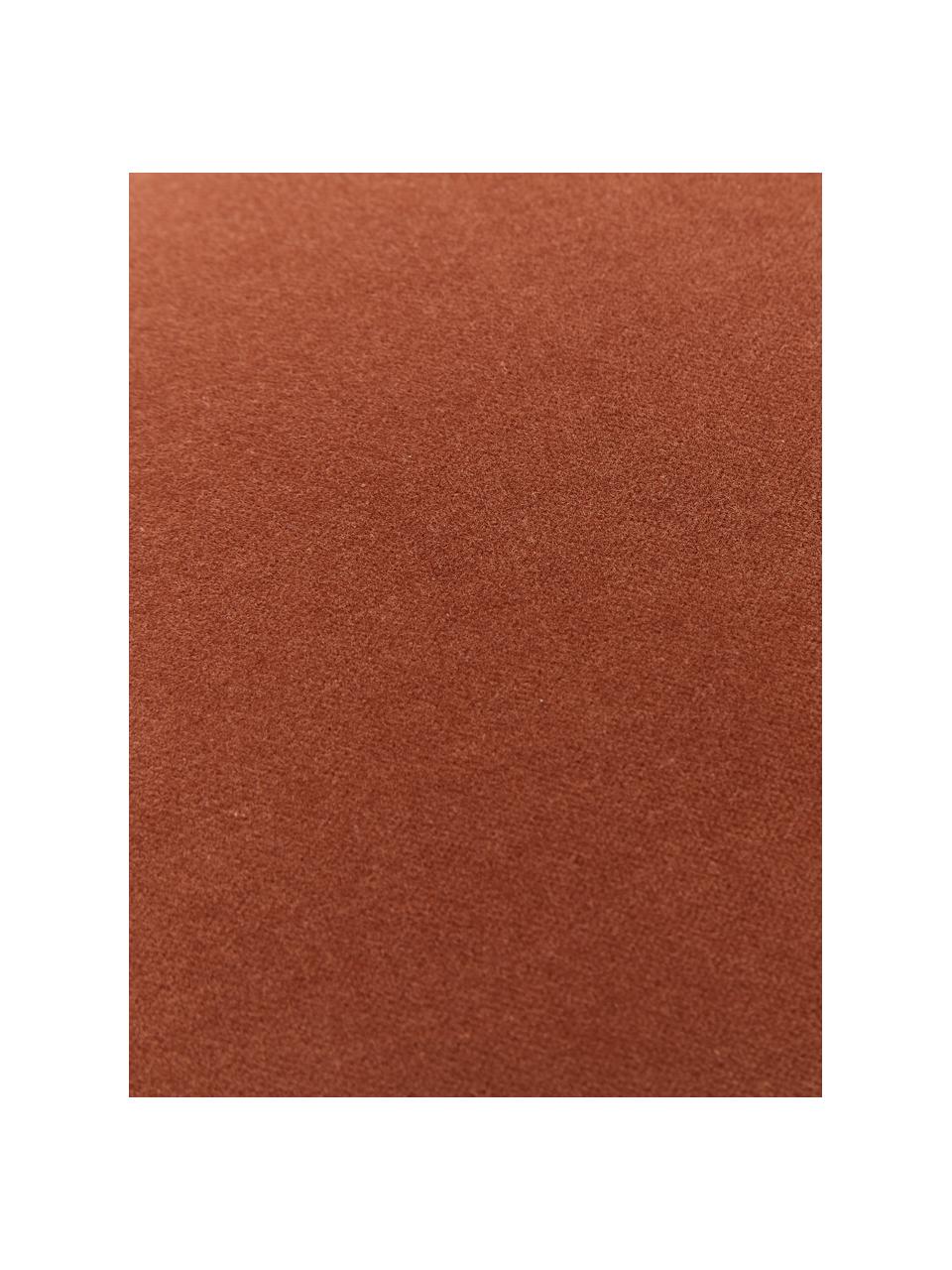 Effen fluwelen kussenhoes Dana in roodbruin, 100% katoenfluweel, Roodbruin, B 30 x L 50 cm