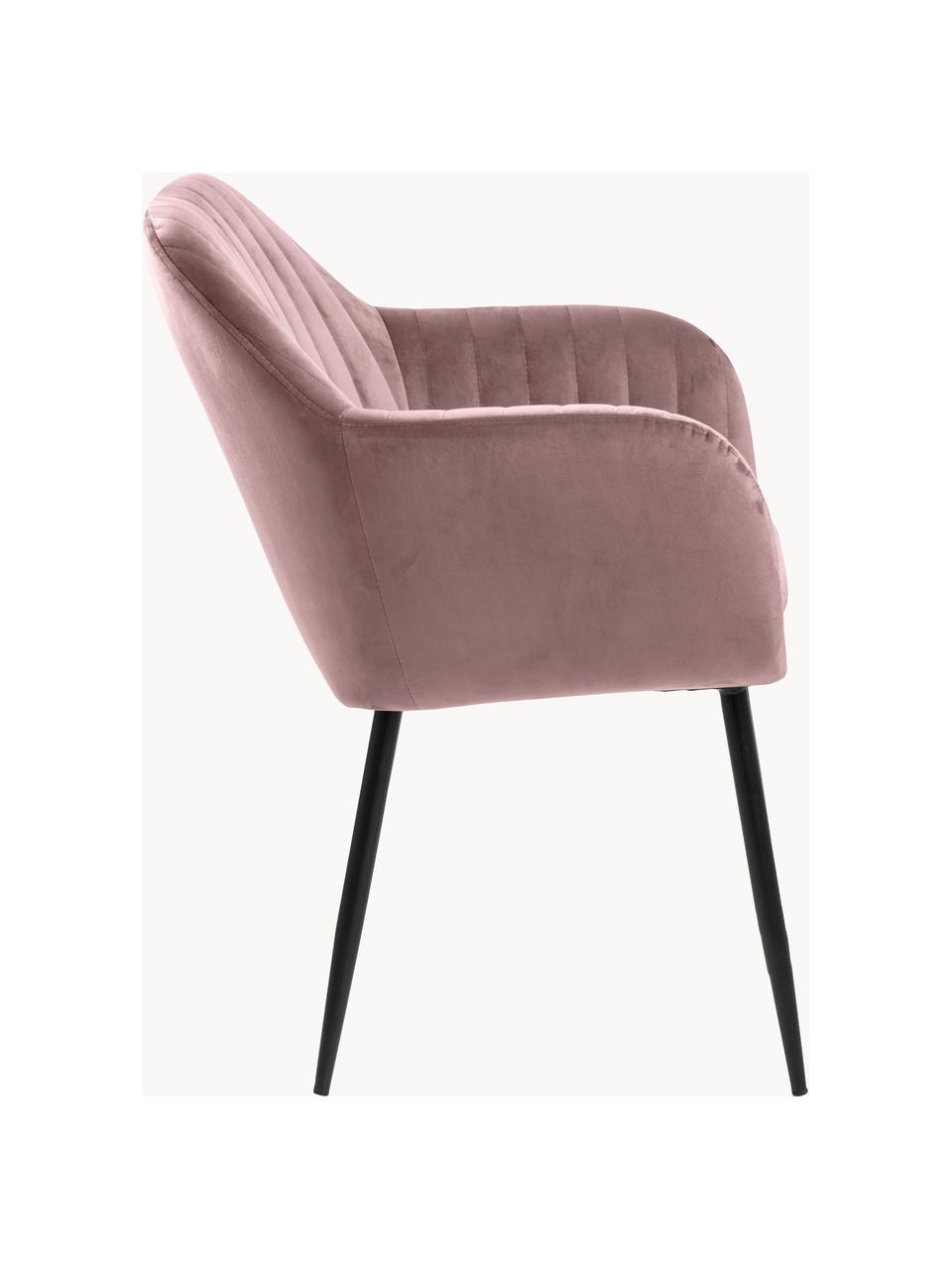 Chaise rembourrée en velours Emilia, Velours mauve, noir, larg. 57 x prof. 59 cm