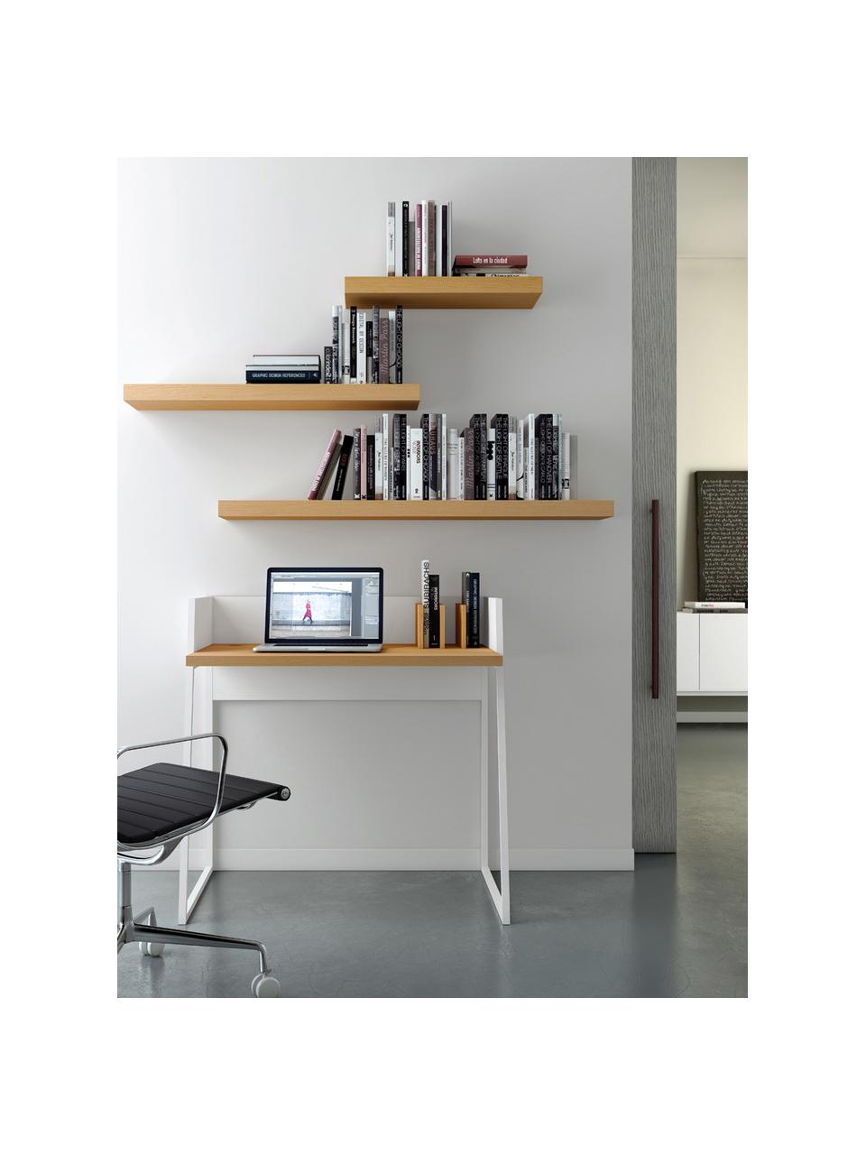 Petit bureau en bois Camille, Bois, blanc laqué, larg. 90 x prof. 60 cm