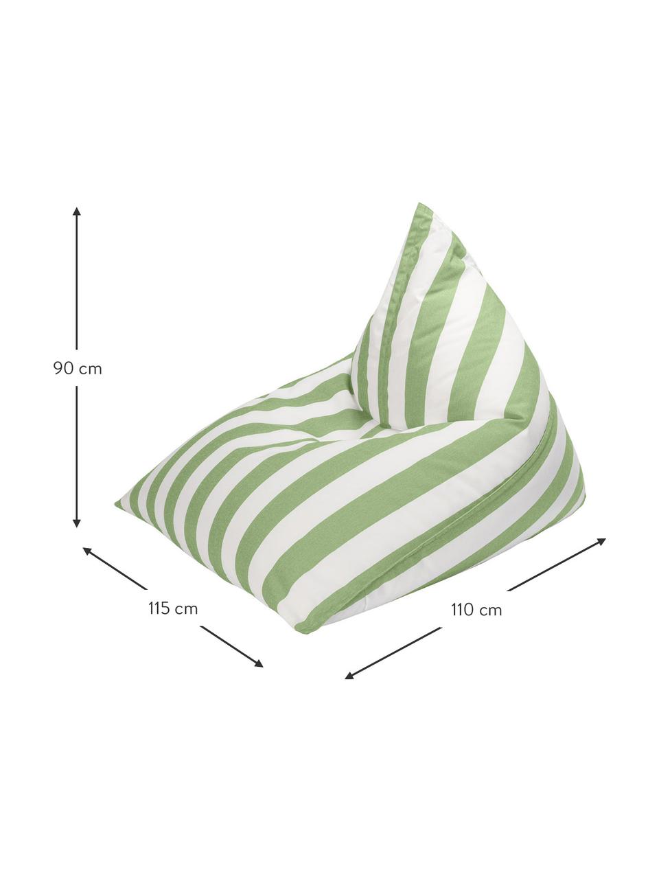 Pouf sacco da esterno Calypso, Rivestimento: 100% polipropilene resist, Verde, bianco, Larg. 115 x Alt. 90 cm