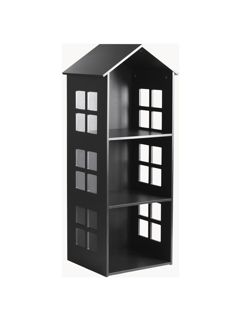 Libreria per bambini Sevilla, Pannello di fibra a media densità (MDF) laccato, Nero, Larg. 47 x Alt. 117 cm