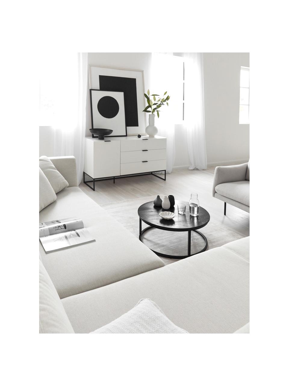 Dressoir Kobe met lades in wit, Wit, zwart, 134 x 80 cm