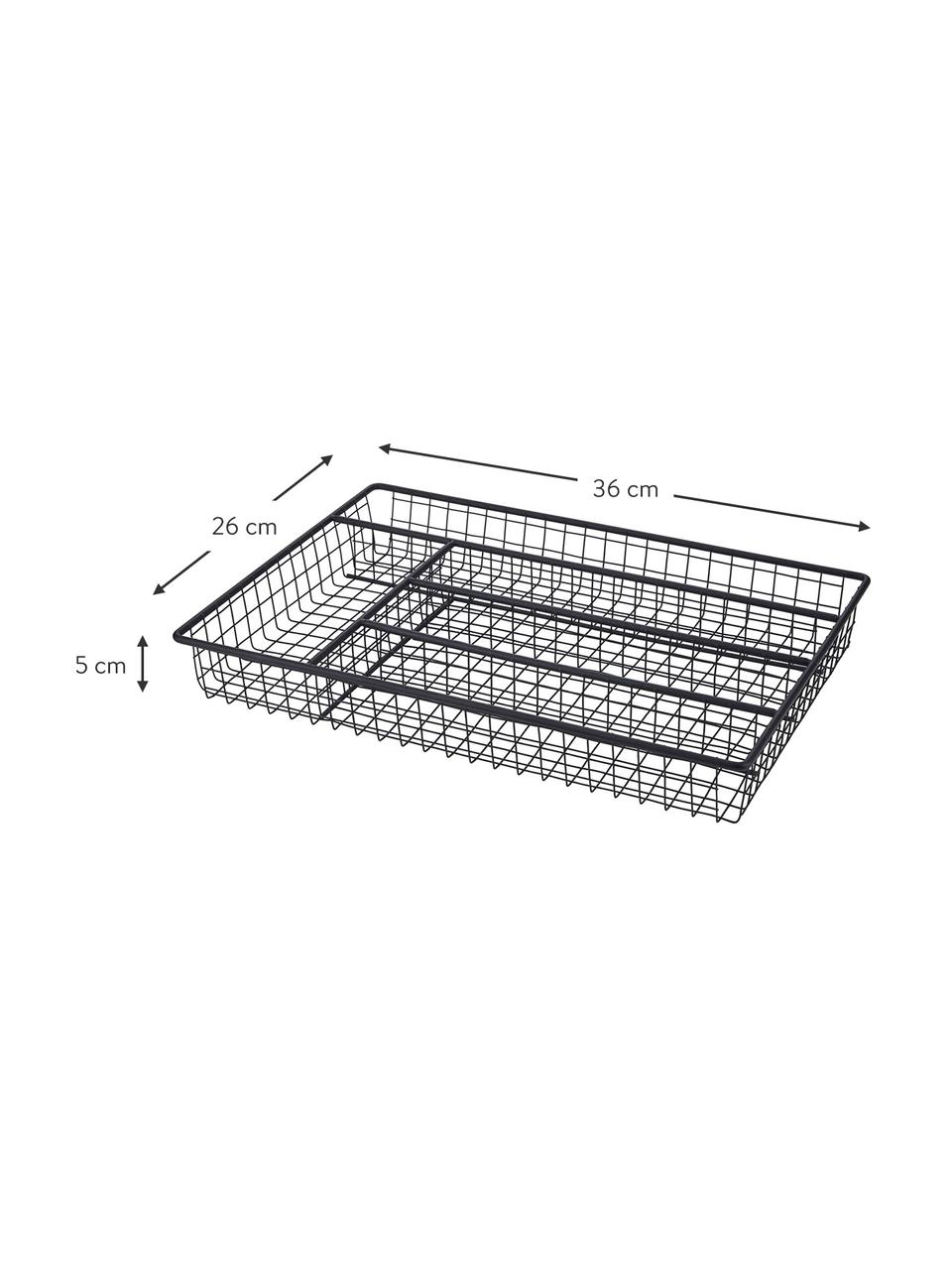 Besteck-Organizer Amo, Metall, beschichtet, Schwarz, B 36 x T 26 cm