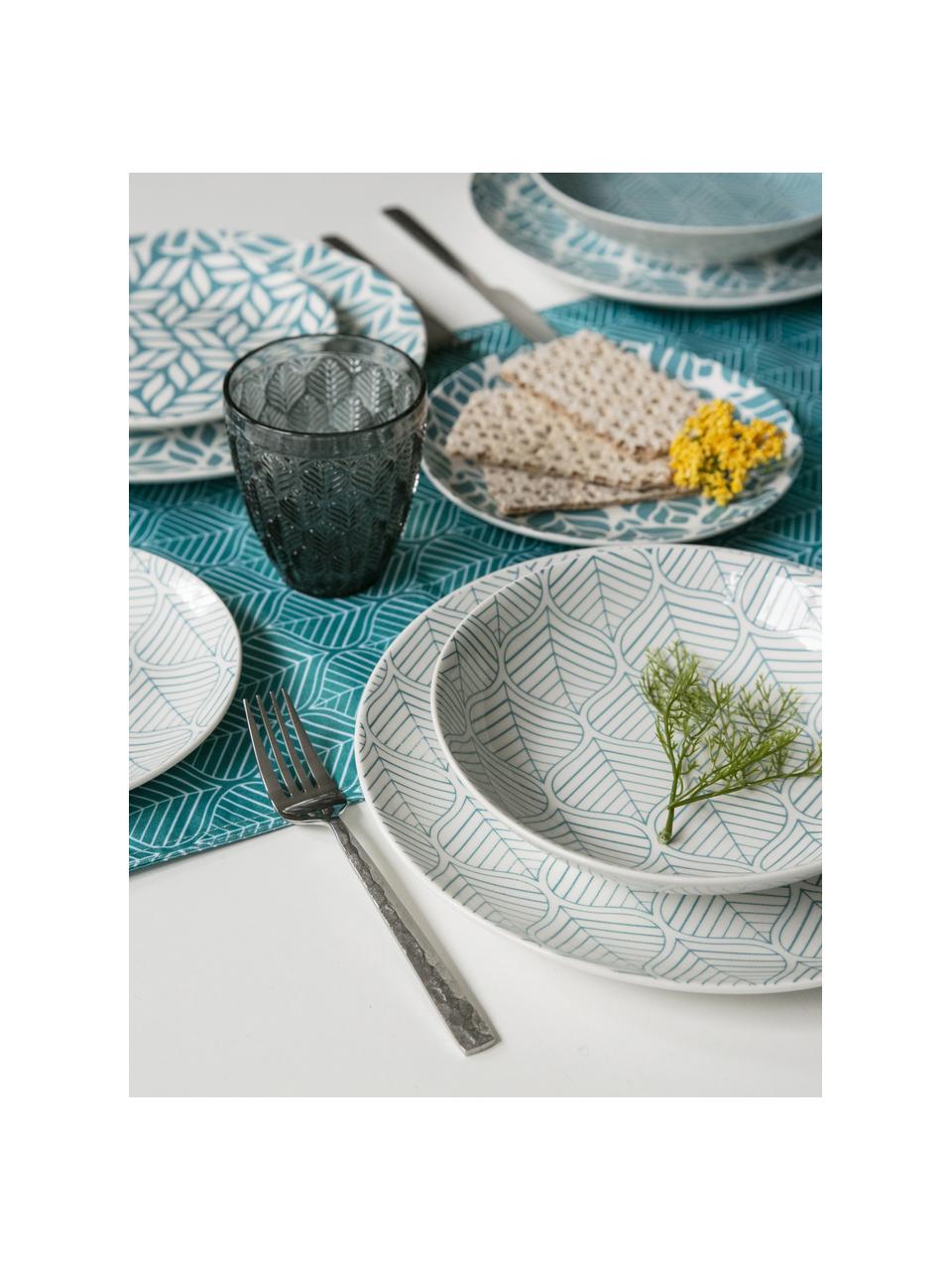 Chemin de table Bali Leaf, Turquoise, blanc