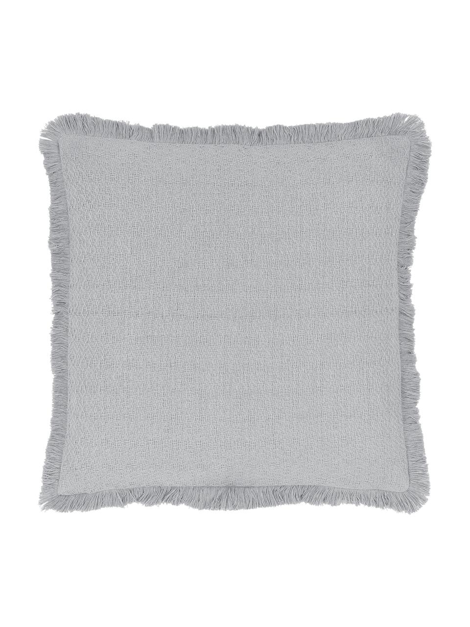 Povlak na polštář s ozdobnými třásněmi Lorel, 100 % bavlna, Šedá, Š 40 cm, D 40 cm