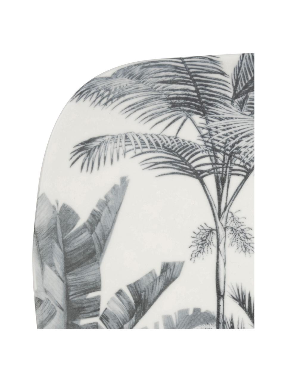 Servírovací tanier s palmovým motívom Papaye, D 28 x Š 18 cm, Biela, čierna