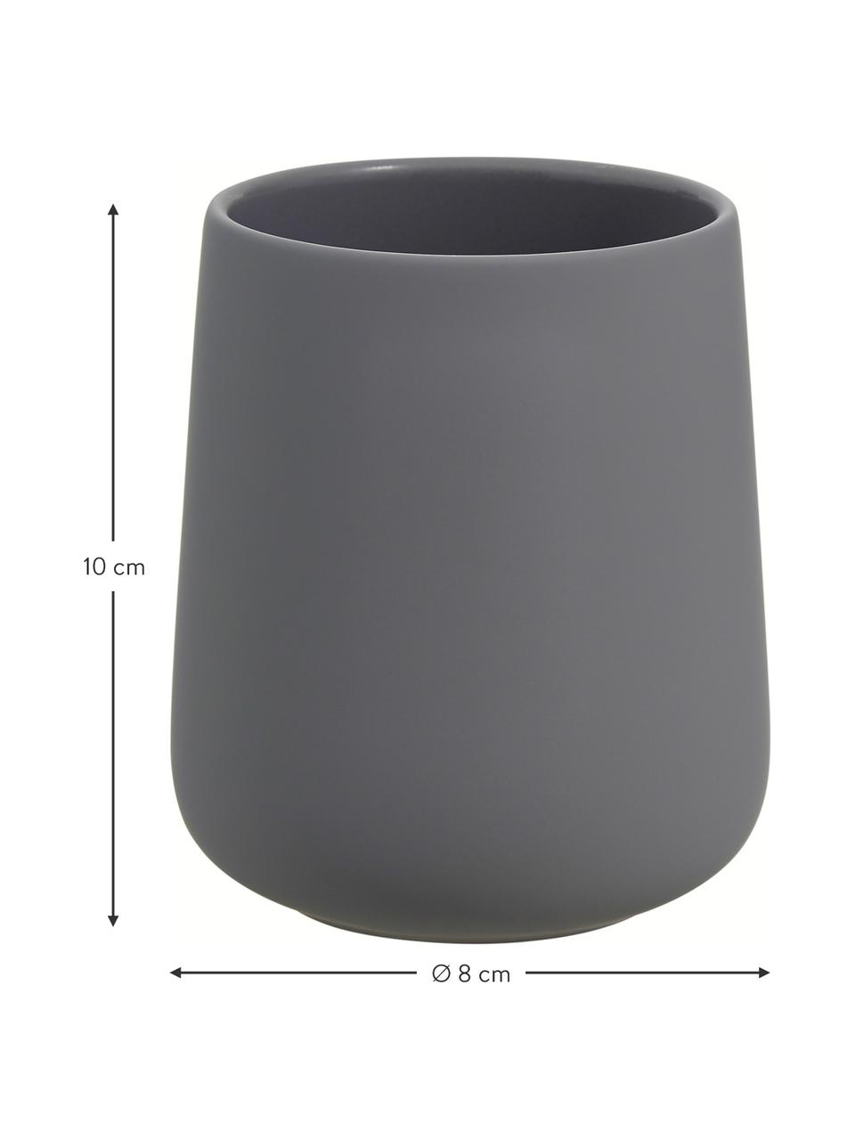 Vaso cepillo de dientes de porcelana Nova One, Porcelana, Gris, Ø 8 x Al 10 cm