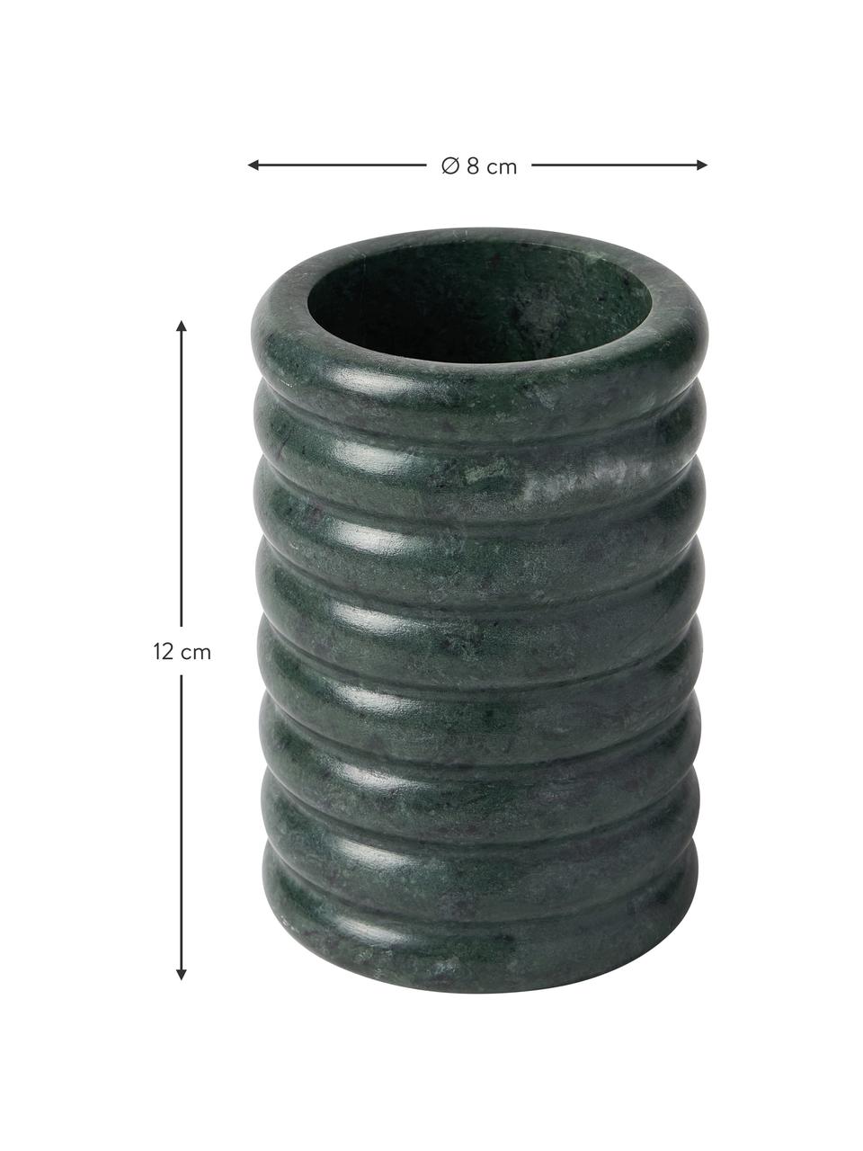 Marmeren tandenborstelbeker Orta, Marmer, Groen, gemarmerd, Ø 8 x H 12 cm
