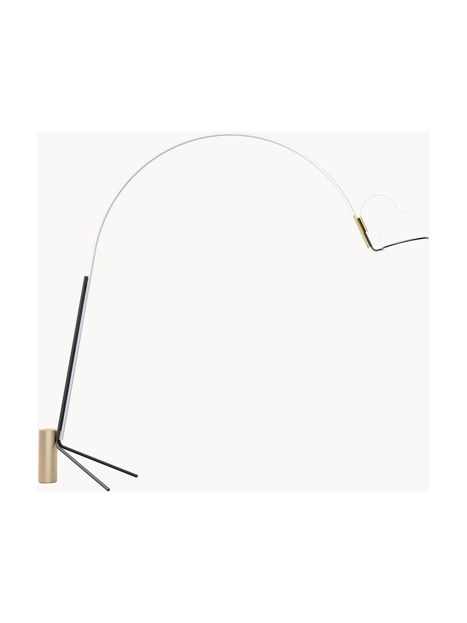 Lampada ad arco grande a LED fatta a mano Alicanto, Paralume: vetro, Struttura: metallo rivestito, Nero, dorato, bianco, Alt. 230 cm