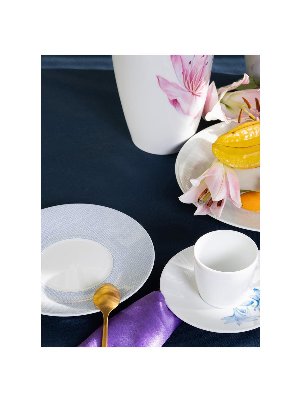 Ručne vyrobené raňajkové taniere z porcelánu Cosmopolitan, 2 ks, Porcelán, Biela, svetlomodrá, Ø 23 cm