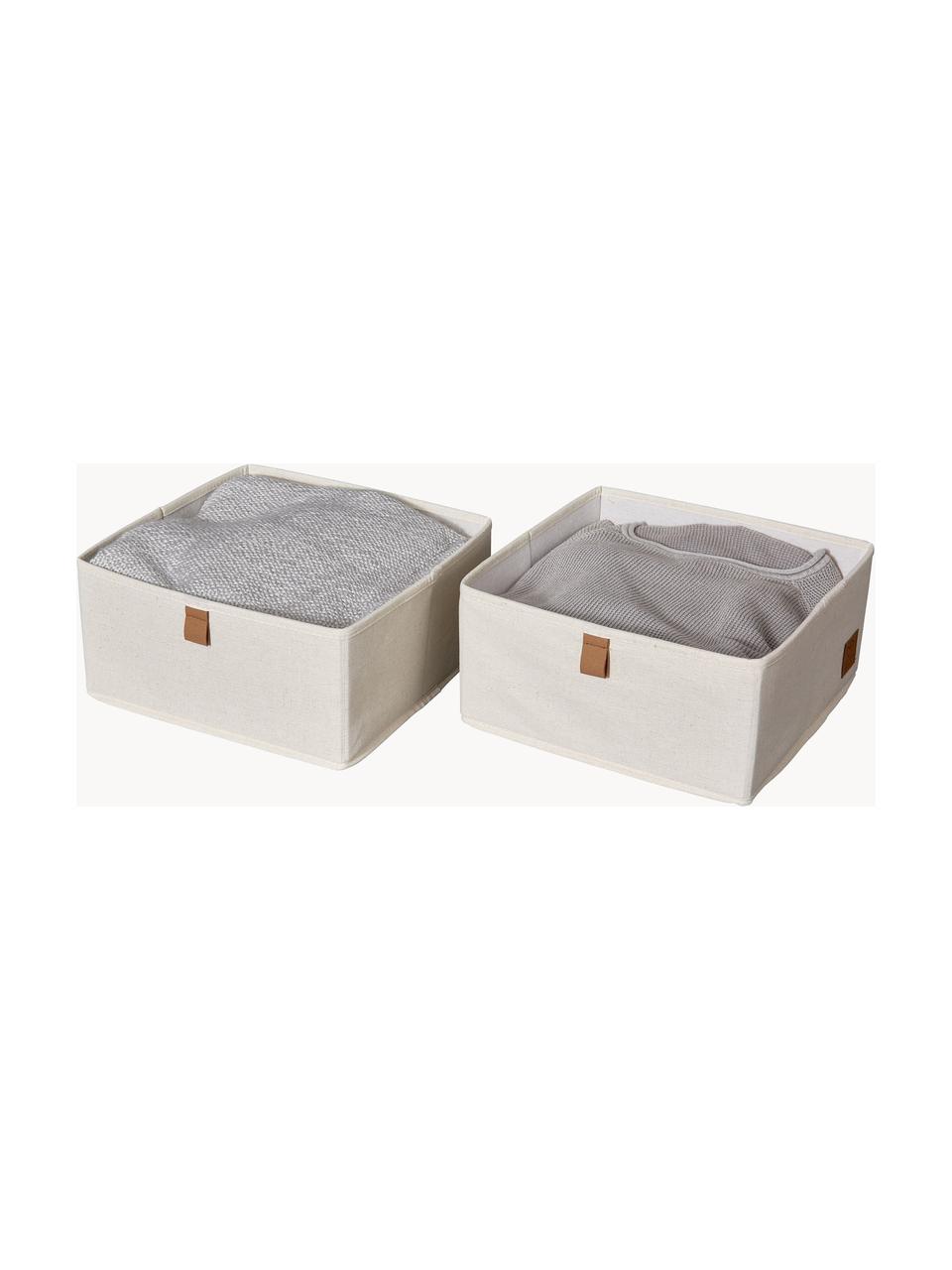 Boîtes de rangement Premium, 2 pièces, Beige clair, brun, larg. 30 x prof. 30 cm