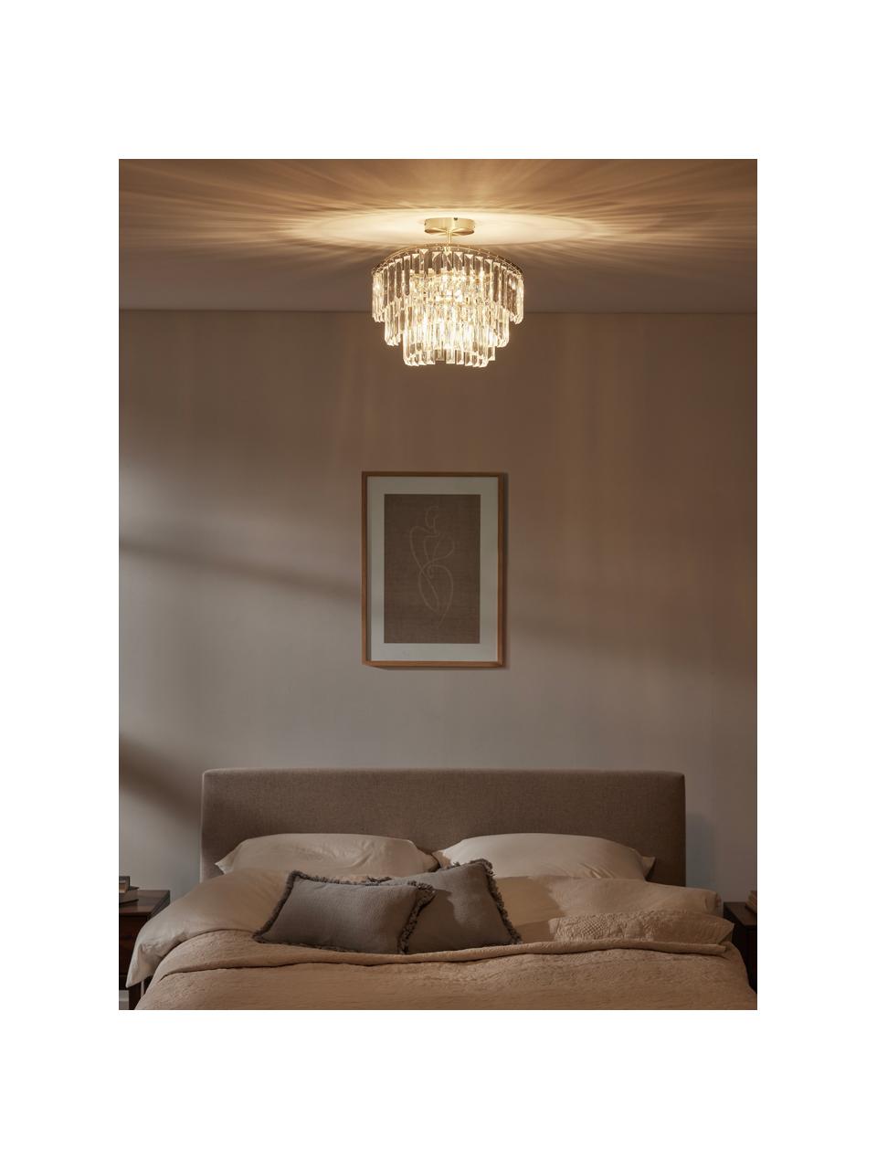 Plafondlamp Eleanor, Frame: geborsteld metaal, Transparant, goudkleurig, Ø 36 x H 27 cm