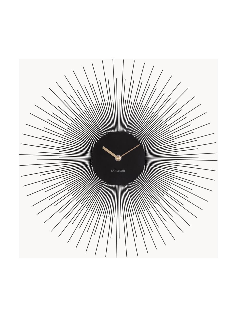 Nástěnné hodiny Peony, Potažený kov, Černá, Ø 45 cm