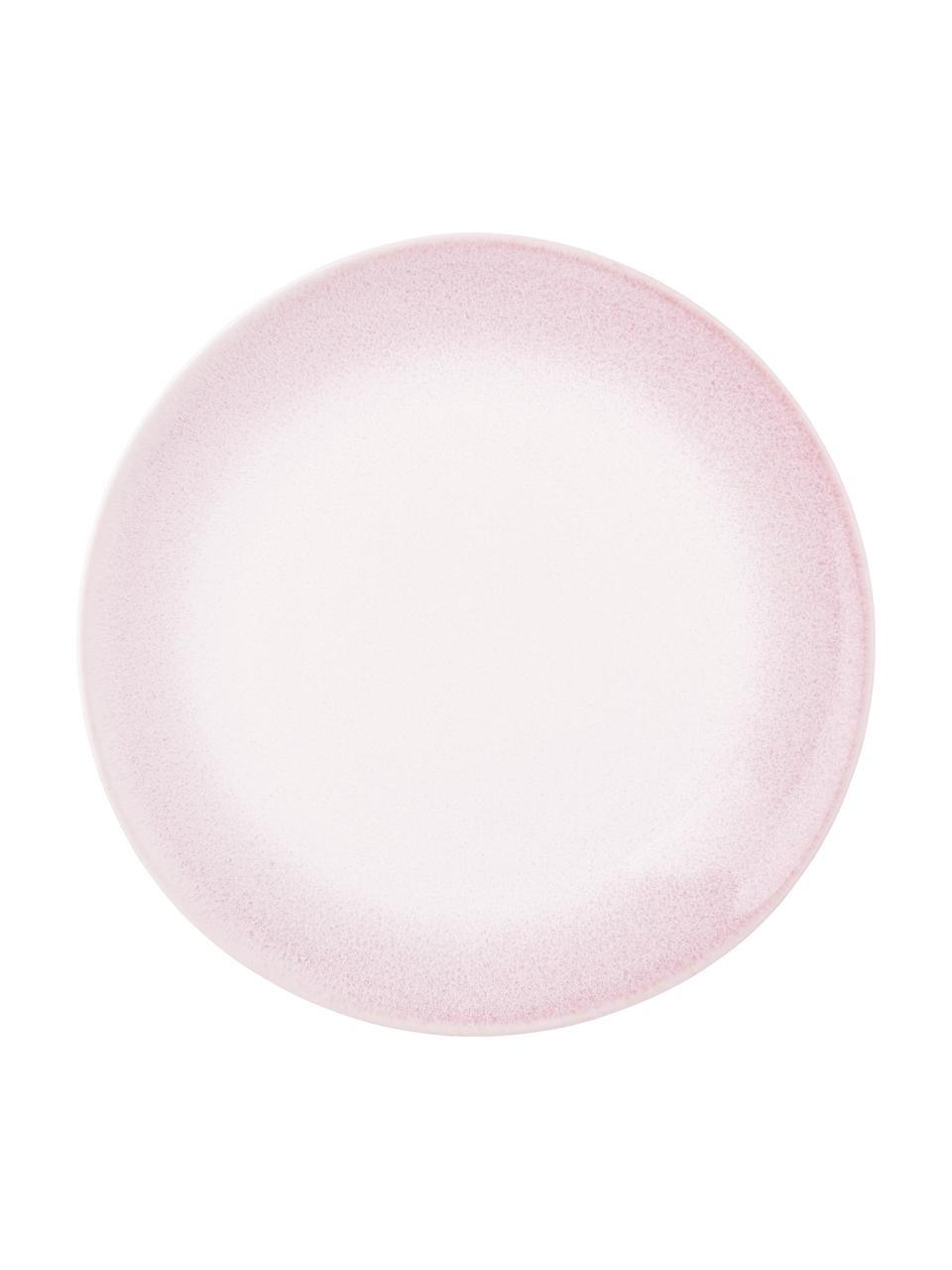 Handgemachte Speiseteller Amalia mit effektvoller Glasur, 2 Stück, Porzellan, Hellrosa, Off White, Ø 25 cm