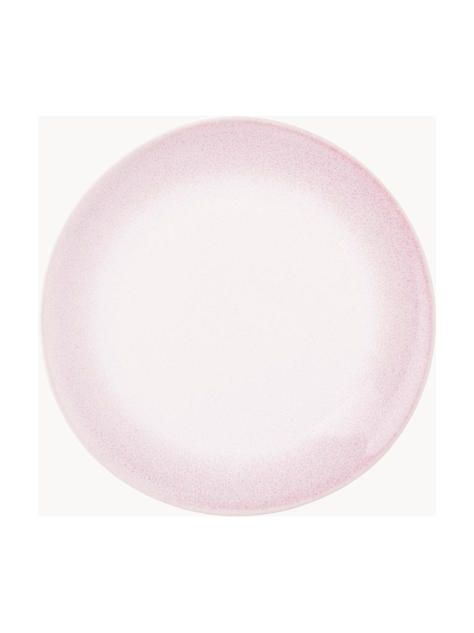 Ručně vyrobený mělký talíř s ručně provedenou glazurou Amalia, 2 ks, Porcelán, Světle růžová, krémově bílá, Ø 25 cm