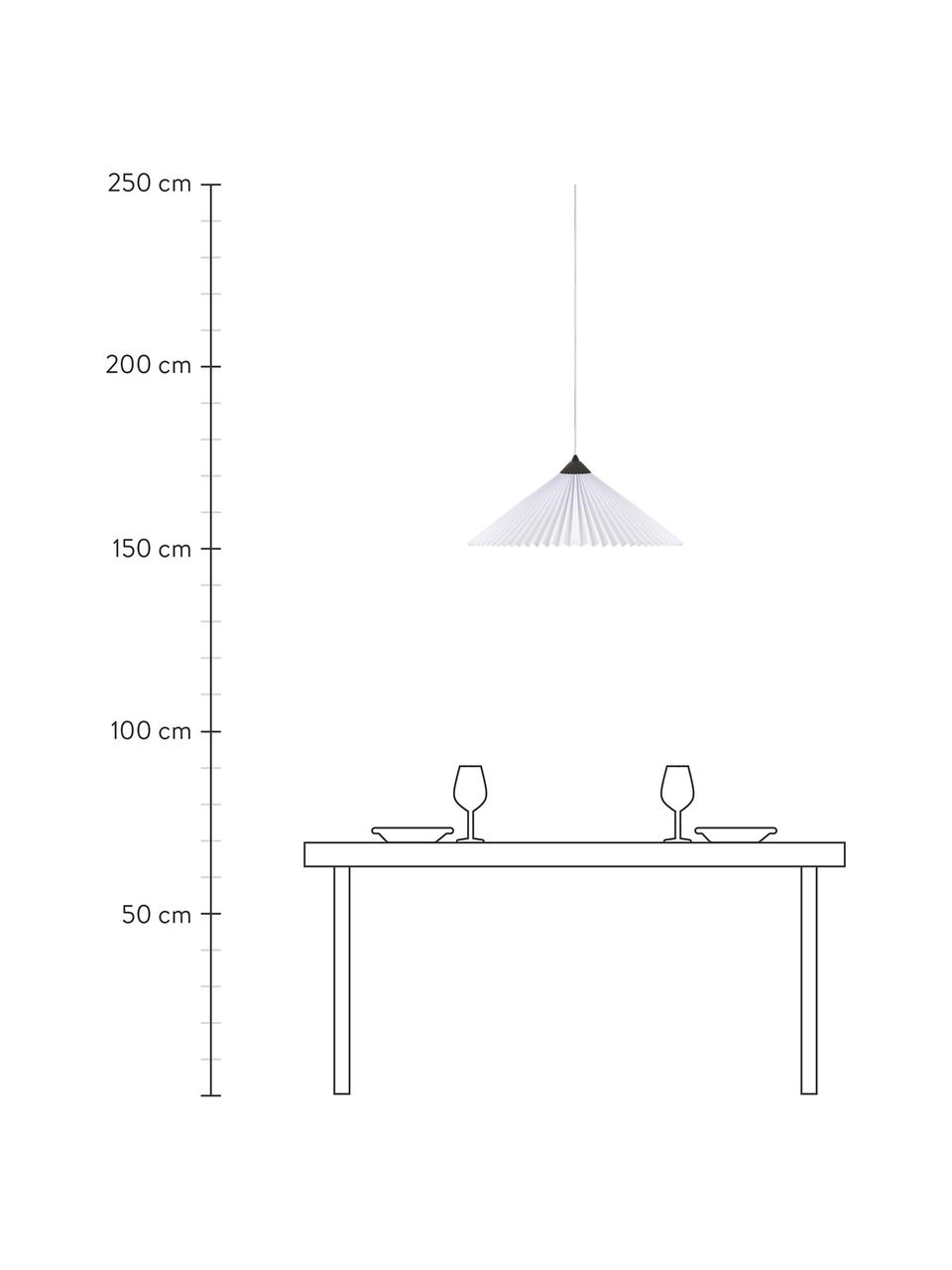 Grote hanglamp Matisse van plisséstof, Lampenkap: katoen, polyester, Decoratie: metaal, Baldakijn: kunststof, Wit, zwart, Ø 60 x H 18 cm