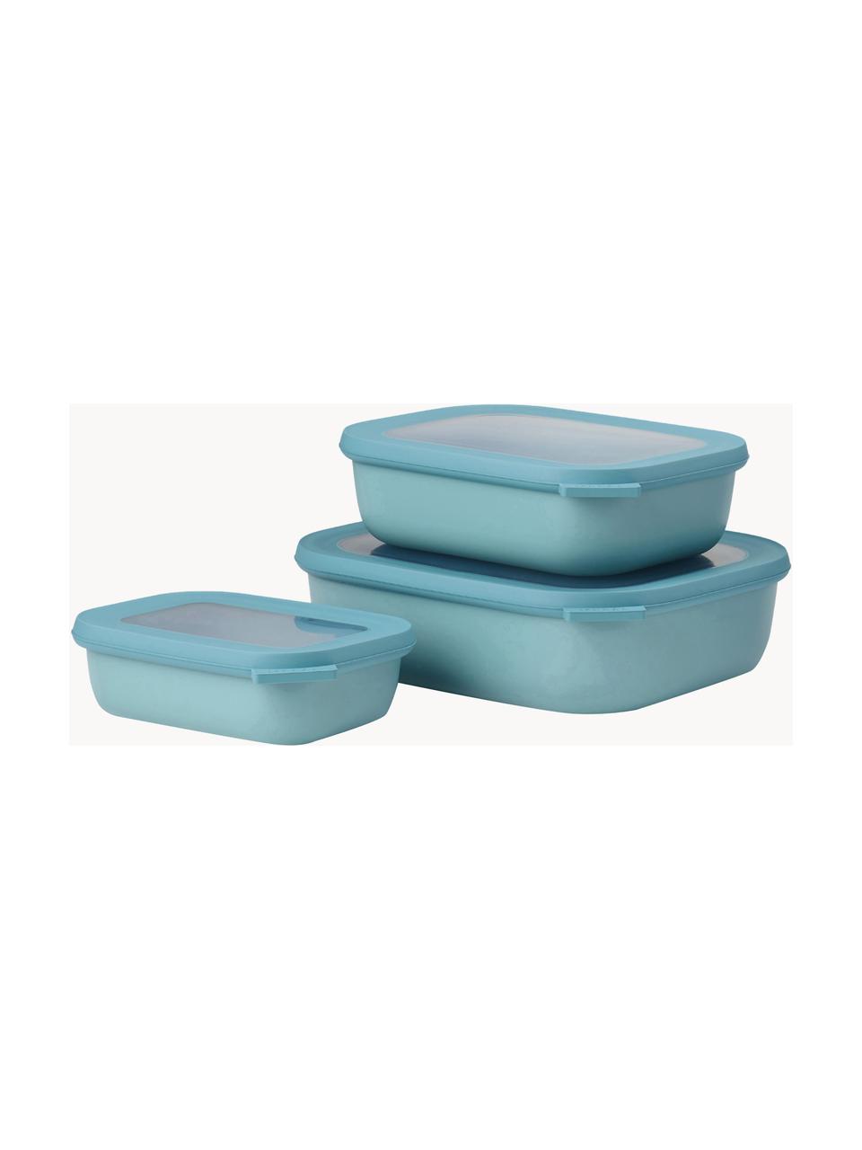Aufbewahrungsboxen Cirqula, 3er-Set, Polypropylen (PP), Thermoplastische Elastomere (TPE), BPA-frei, Türkis, 500 ml / 1 L / 2 L
