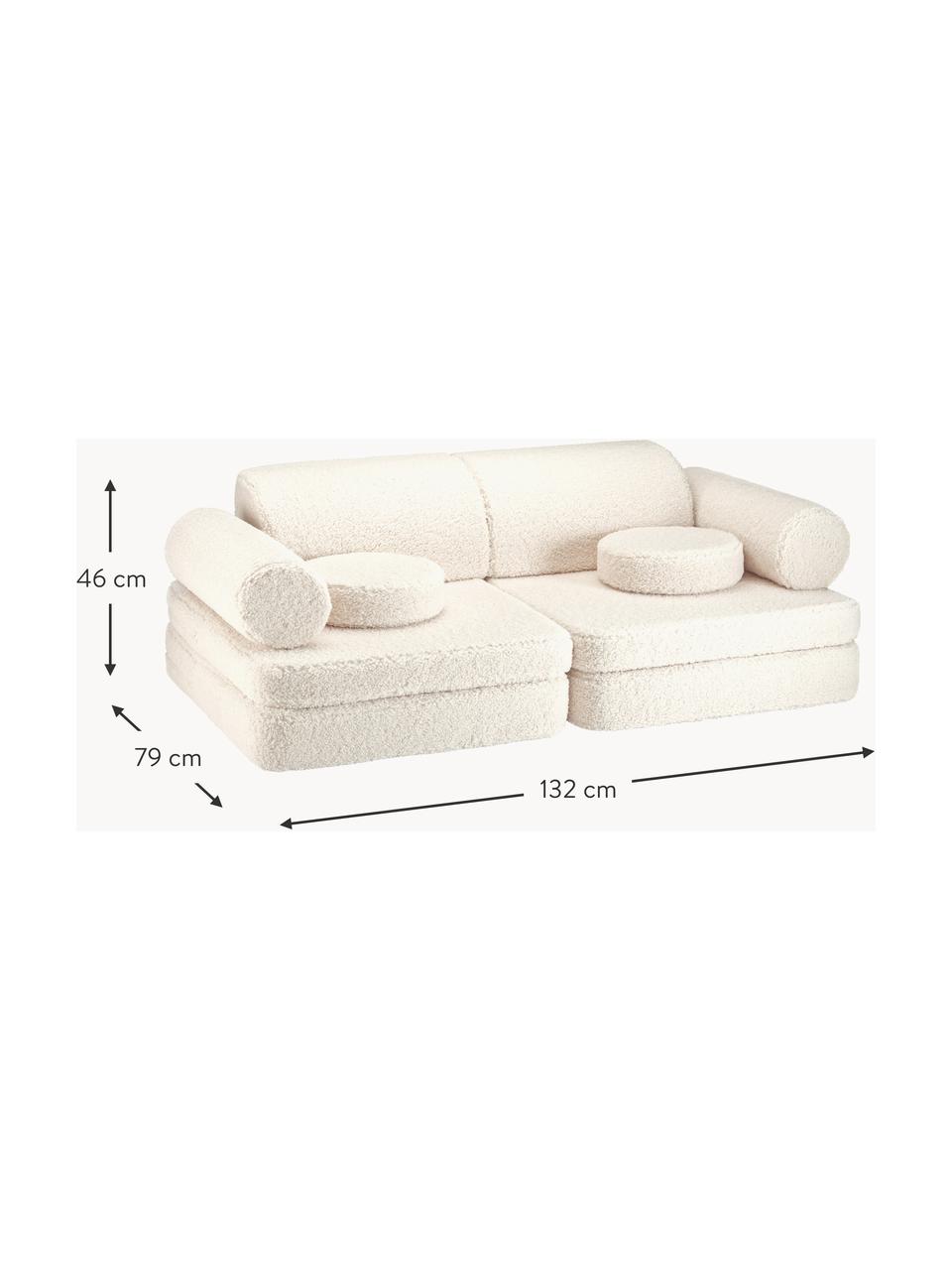 Ręcznie wykonana sofa dziecięca Teddy Sugar, Tapicerka: Teddy (100% poliester), Teddy w odcieniu złamanej bieli, S 132 x G 79 cm
