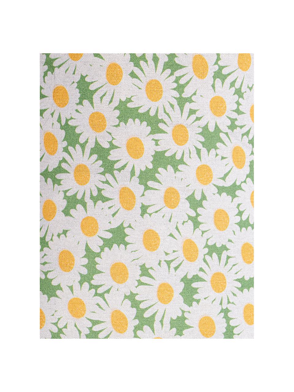 Housse de coussin rectangulaire Margerite, Blanc, vert, jaune