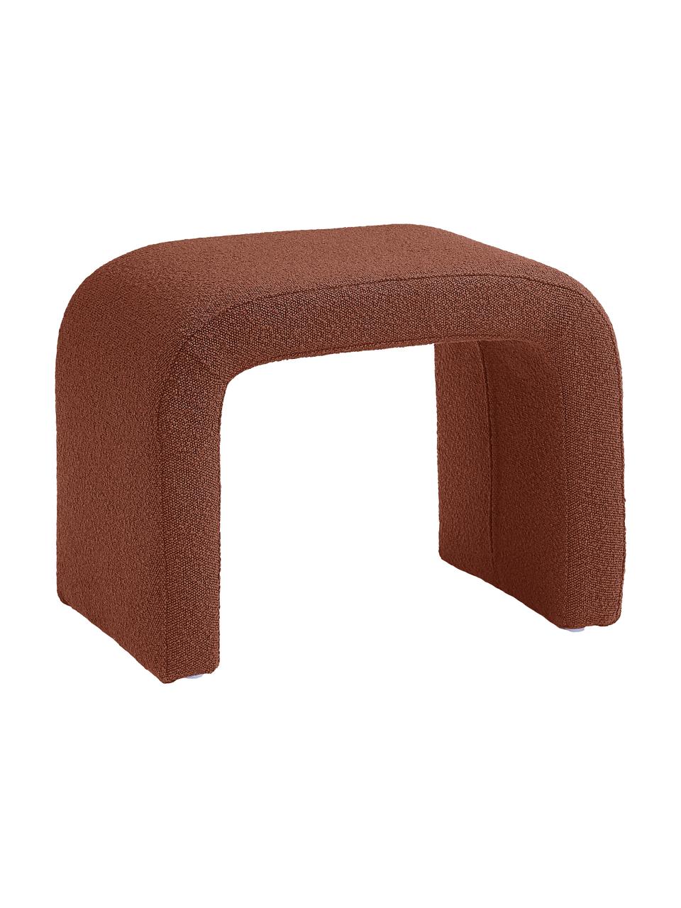 Banco tejido bouclé Penelope, Tapizado: tejido bouclé (100% polié, Estructura: metal, madera contrachapa, Bouclé marrón, An 61 x Al 46 cm