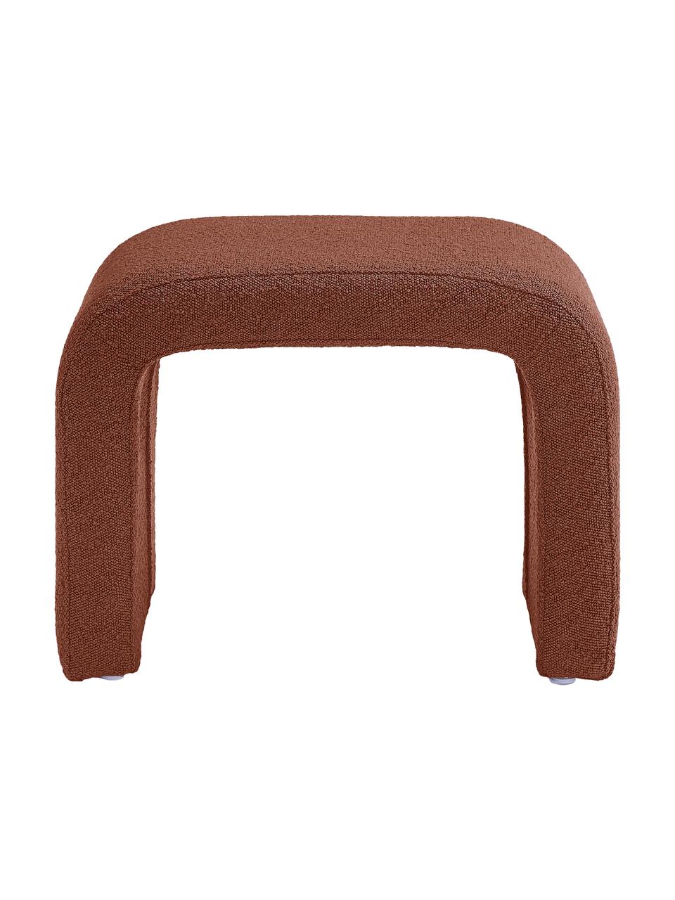 Banco tejido bouclé Penelope, Tapizado: tejido bouclé (100% polié, Estructura: metal, madera contrachapa, Bouclé marrón, An 61 x Al 46 cm