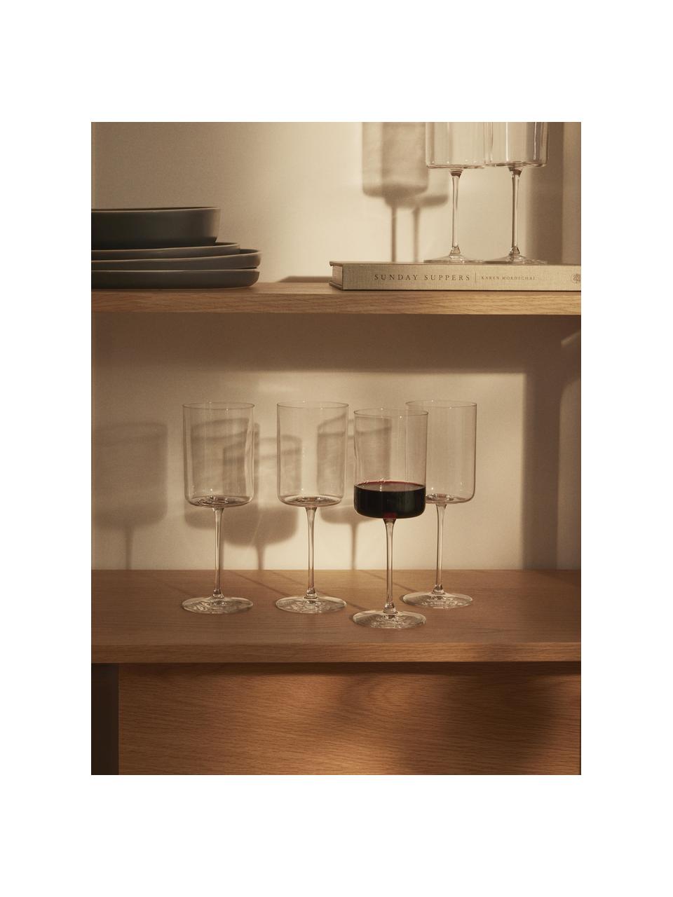 Rode wijnglazen Xavia van kristalglas, 4 stuks, Kristalglas, Transparant, Ø 8 x H 22 cm, 420 ml
