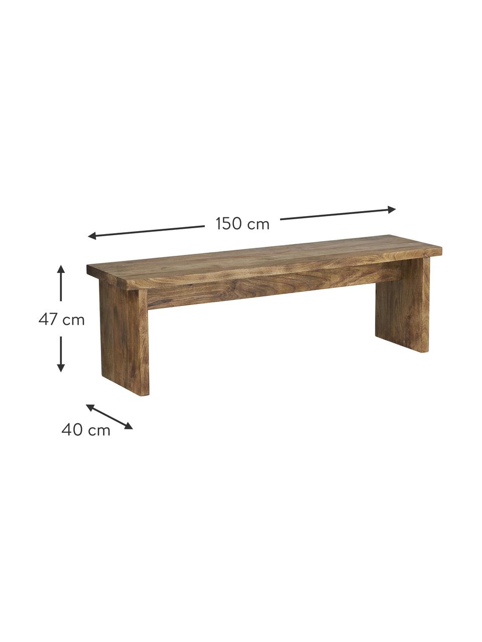 Banco de madera de mango Berrie, Madera de mango encerada, Madera de mango encerada, An 150 x Al 47 cm