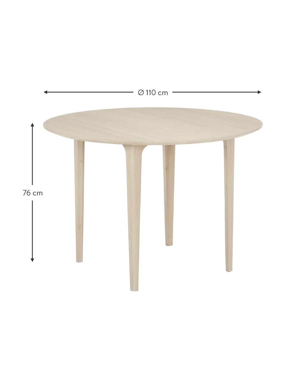 Table ronde bois de chêne clair Archie, Ø 110 cm, Chêne massif, laqué
100 % bois FSC issu d'une sylviculture durable, Bois de chêne sonoma, Ø 110 x haut. 76 cm