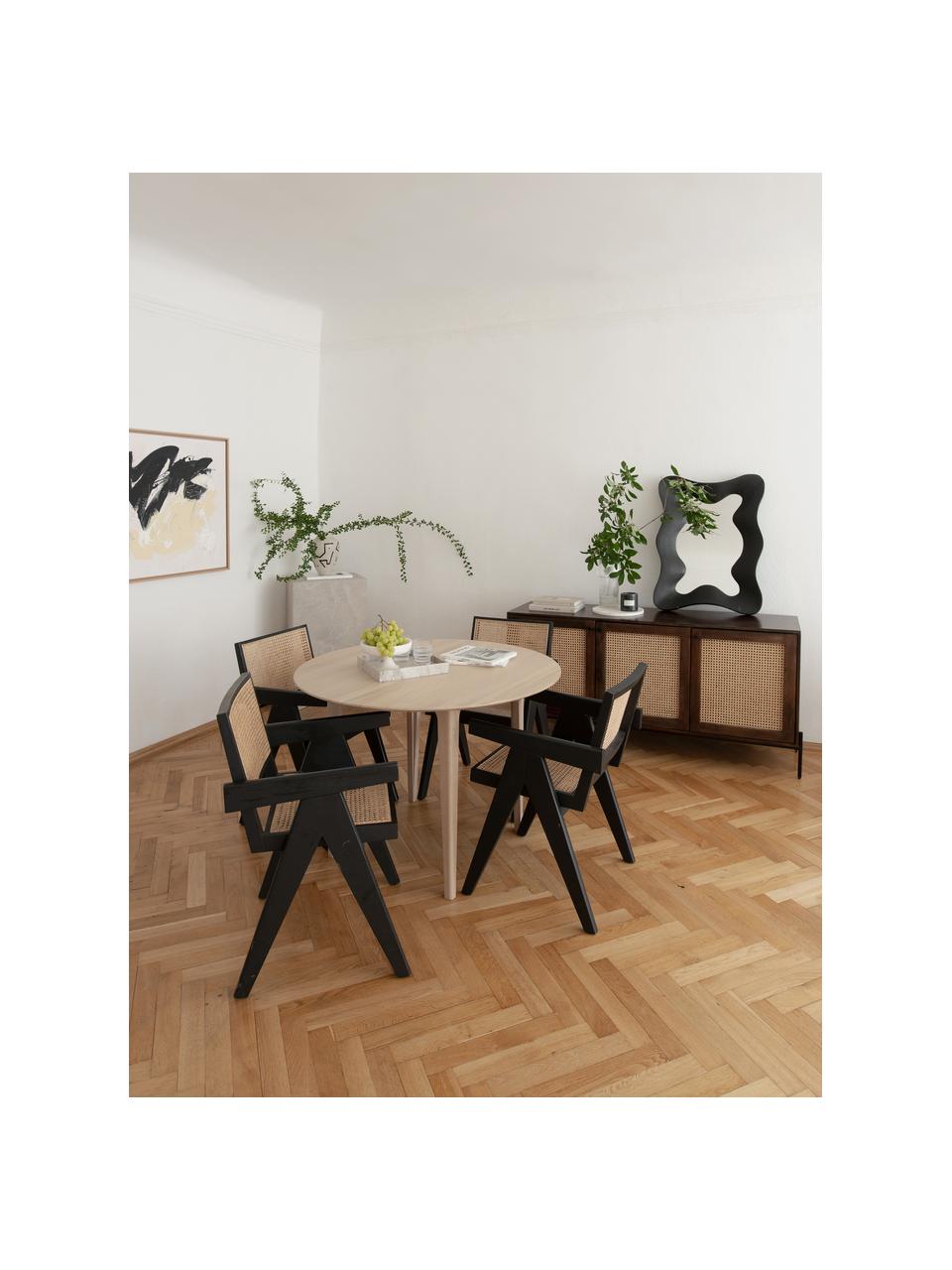 Mesa de comedor redonda de madera de roble maciza Archie, Ø 110, Madera de roble maciza pintada
100% madera con certificado FSC, procedente de silvicultura sostenible, Roble Sonoma, Ø 110 x Al 76 cm