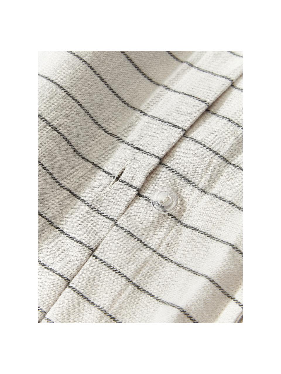 Copripiumino in flanella di cotone a quadri Noelle, Bianco latte, grigio, Larg. 200 x Lung. 200 cm