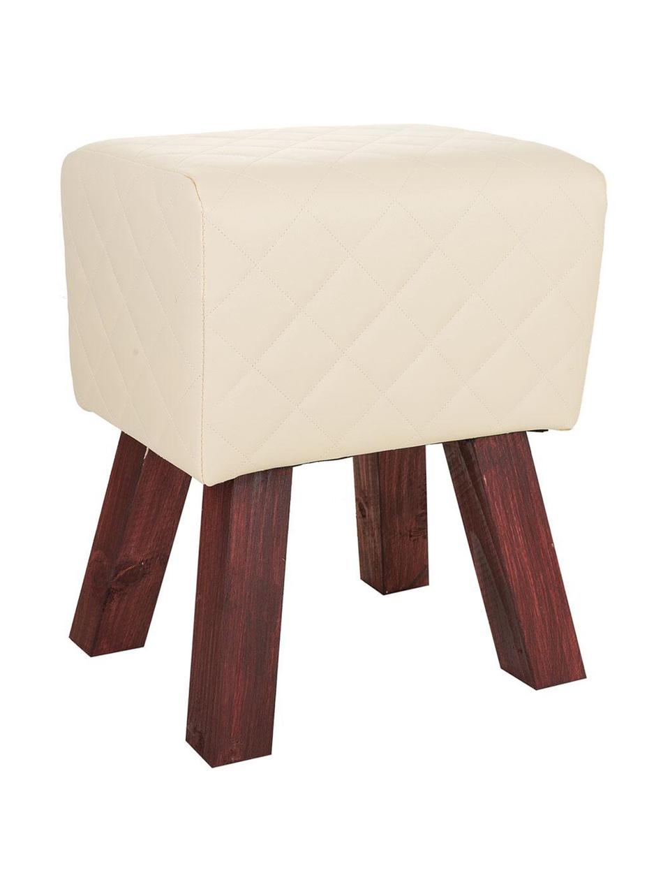 Taburete tapizado Bruni, Patas: madera, Asiento: cuero sintético, Beige, An 36 x Al 47 cm