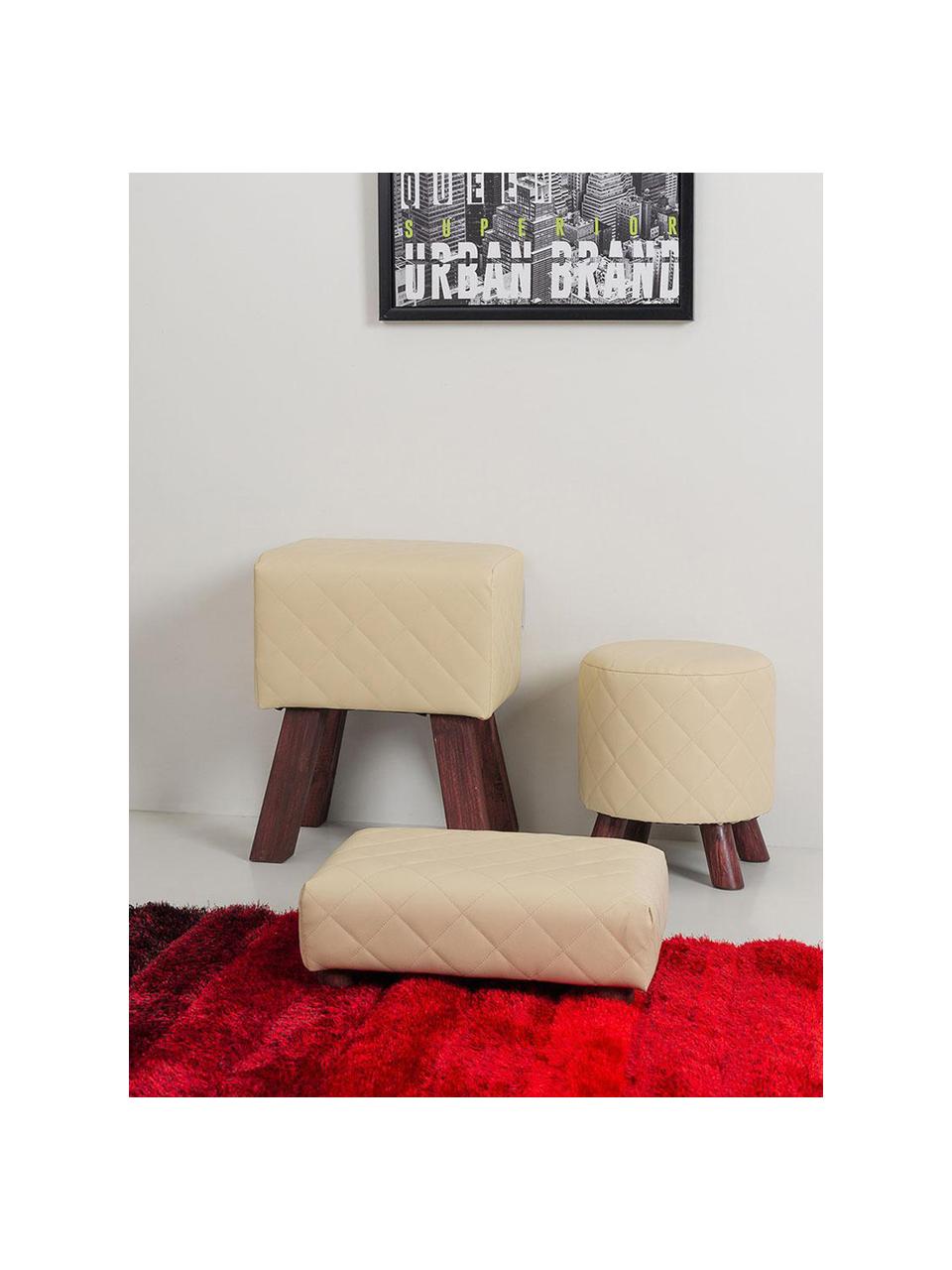 Taburete tapizado Bruni, Patas: madera, Asiento: cuero sintético, Beige, An 36 x Al 47 cm