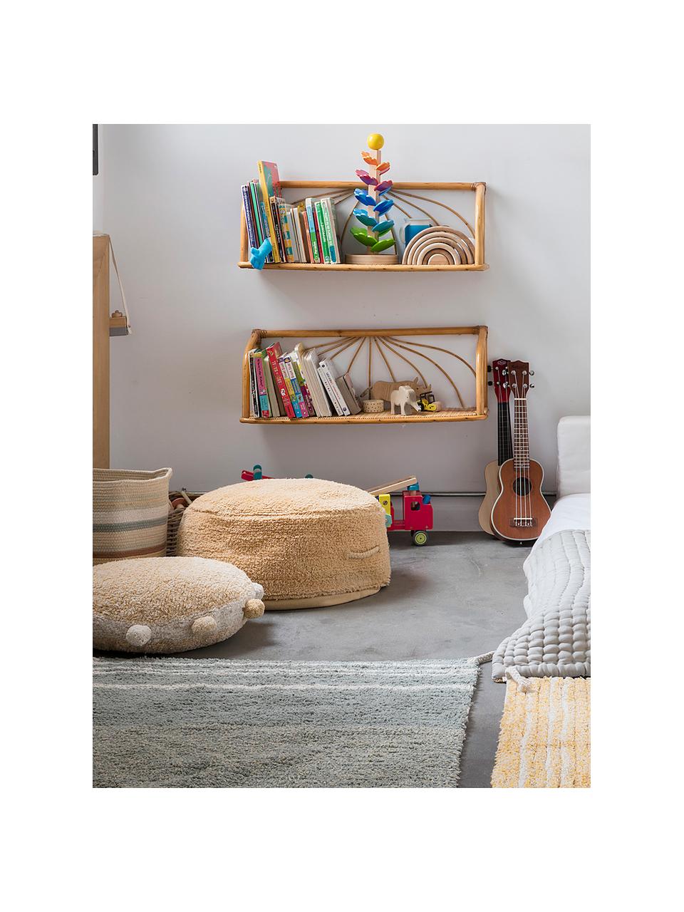 Handgemaakte kinderpoef Chill, Bekleding: 97% katoen, 3% kunstvezel, Okergeel, Ø 50 x H 20 cm