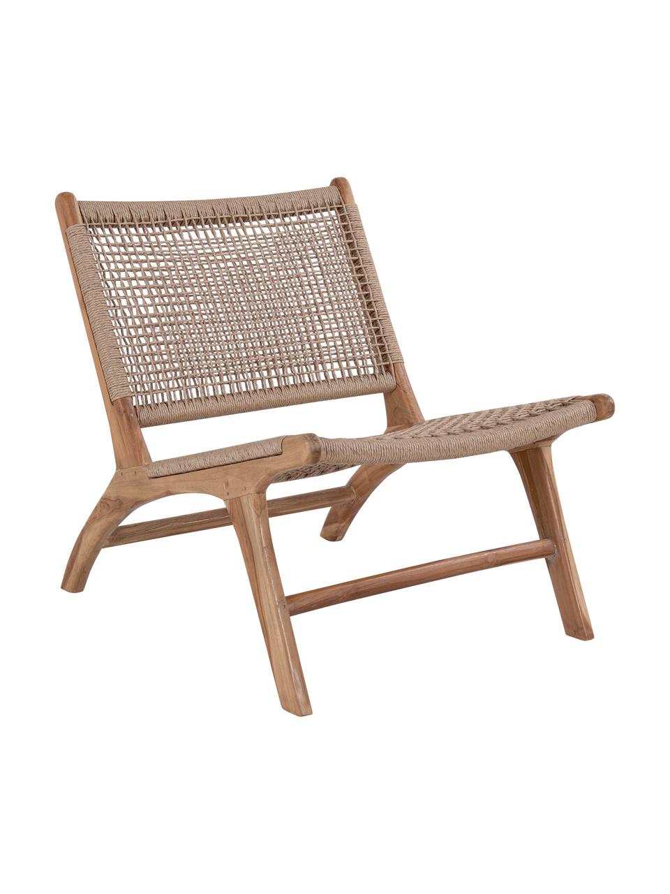 Fotel wypoczynkowy z drewna tekowego Derby, Drewno tekowe, beżowy, S 60 x G 80 cm