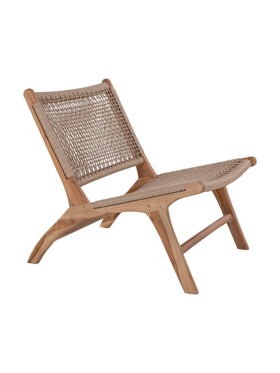 Sedia a poltrona in legno di teak Derby, Struttura: teak Seduta e schienale, Legno di teak, beige, Larg. 60 x Prof. 80 cm