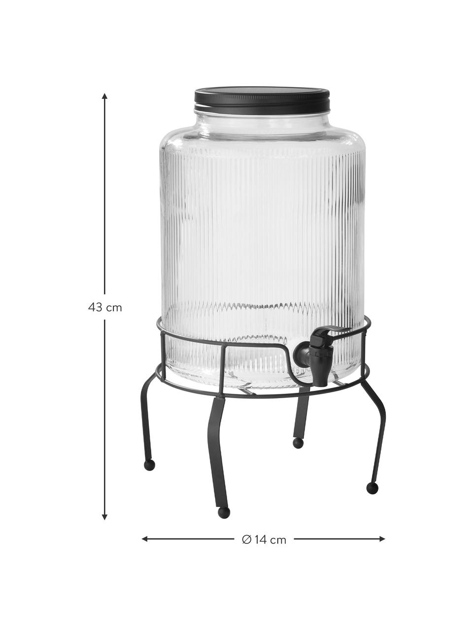 Großer Getränkespender Maxim mit Gestell, Gestell: Metall, beschichtet, Transparent, Schwarz, Ø 14 x H 43 cm
