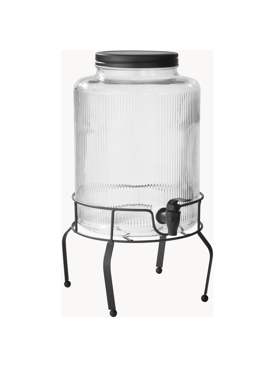 Grand distributeur de boissons avec support Maxim, Transparent, noir, 8 L