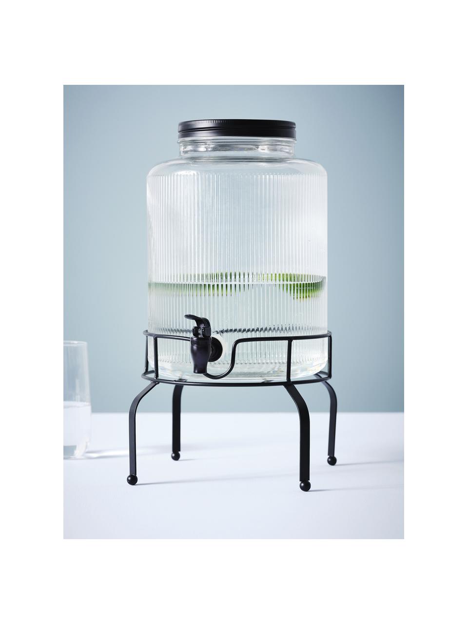 Dispensador de bebidas grande Maxim, Estructura: metal recubierto, Transparente, negro, 8 L