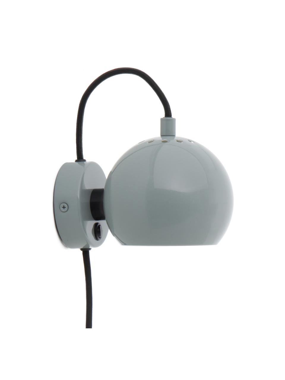 Design bolvormige wandlamp Ball, Lampenkap: gecoat metaal, Blauwgrijs, B 16 x H 12 cm