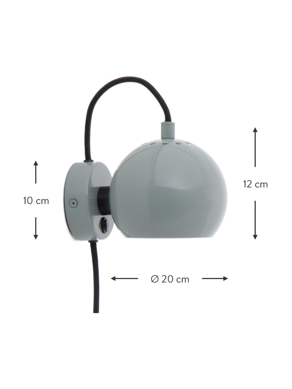 Design Kugel-Wandleuchte Ball, Lampenschirm: Metall, beschichtet, Blaugrau, B 16 x H 12 cm