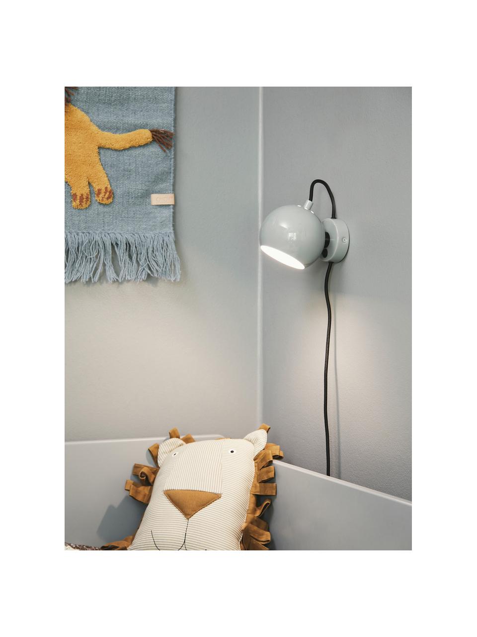 Design bolvormige wandlamp Ball, Lampenkap: gecoat metaal, Grijsblauw, B 16 x H 12 cm