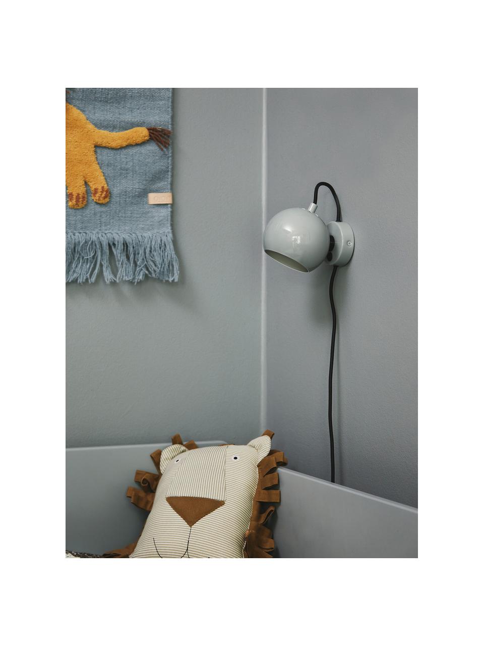 Design bolvormige wandlamp Ball, Lampenkap: gecoat metaal, Grijsblauw, B 16 x H 12 cm