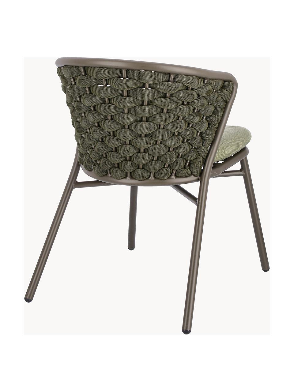 Silla de jardín Harlow, Tapizado: 100% polipropileno, Estructura: aluminio con pintura en p, Tejido verde oliva, greige, An 62 x L 58 cm