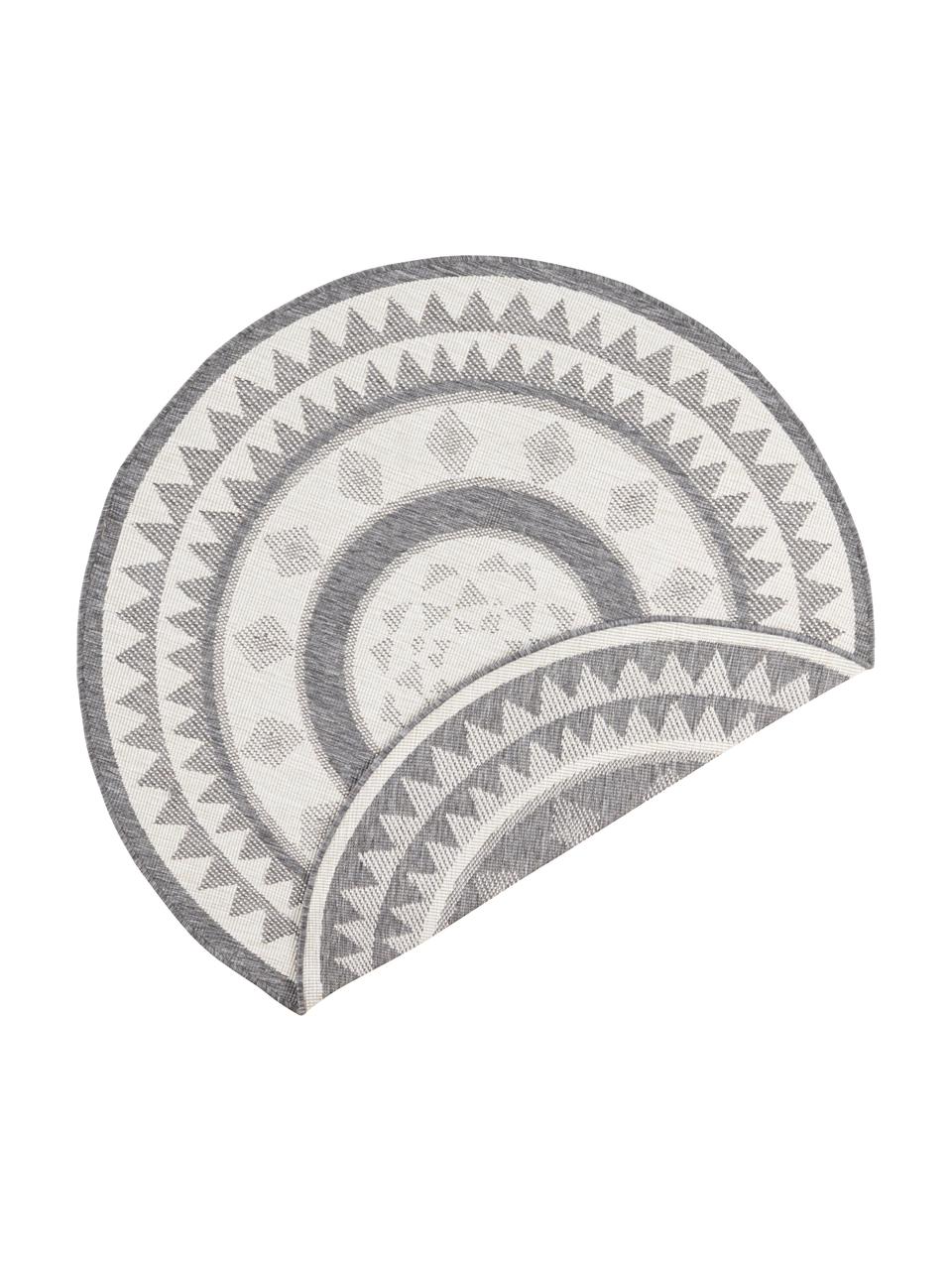Alfombra redonda reversible de interior/exterior Jamaica, Gris, crema, Ø 140 cm (Tamaño M)